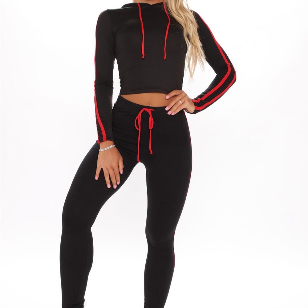Black/red long sleeve set
